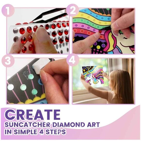 Suncatcher Gem Art Kits: 5 Designs, Diamond Painting for Kids, Window Art Crafts - Picture 5 of 7